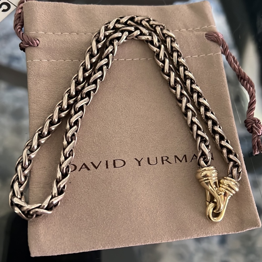David Yurman Silver and Gold Twisted Cable Necklace - Picture 2 of 8
